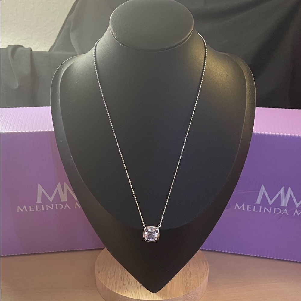 Melinda Maria Silver Necklace with Clear Pendant